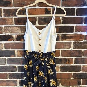 White and Floral Button-Down Dress